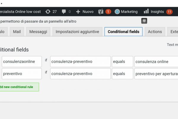 Creare un form di contatto con i campi condizionali